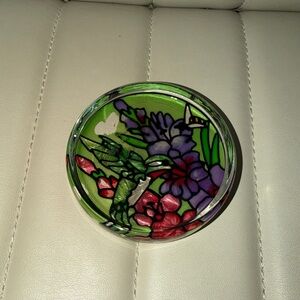 Floral Stained Glass Art Piece Coaster Decor